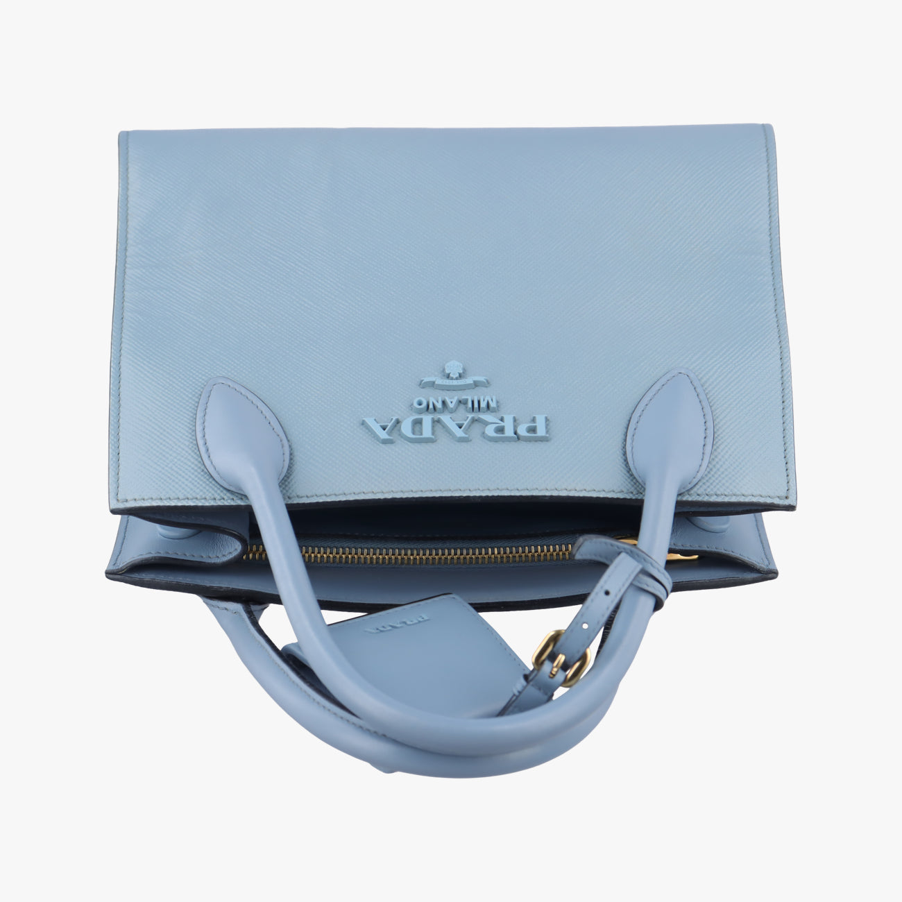 Pre-owned Prada Monochrome Blue SAFFIANO Leather 1BA156 shoulderbag | stylenewstar