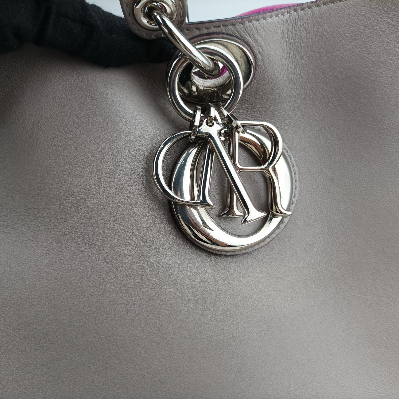 Pre-owned Christian Dior Diorissimo Grey Leather  shoulderbag | stylenewstar