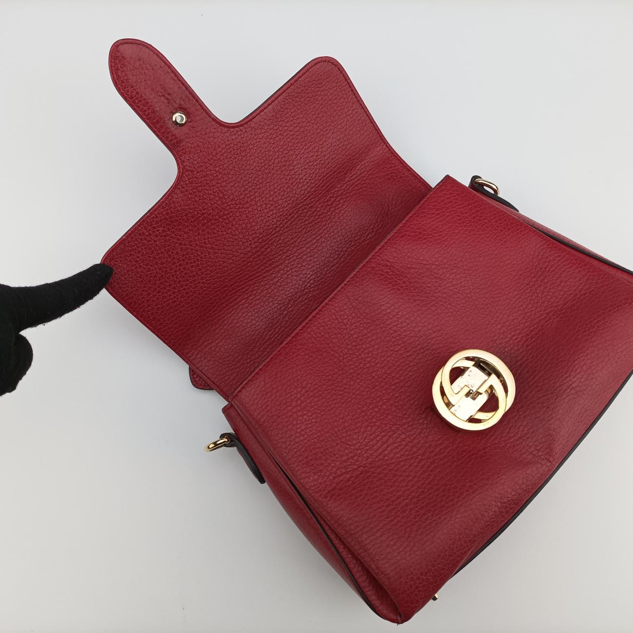 Pre-owned Gucci Interlocking G Red Leather 510302 shoulderbag | stylenewstar