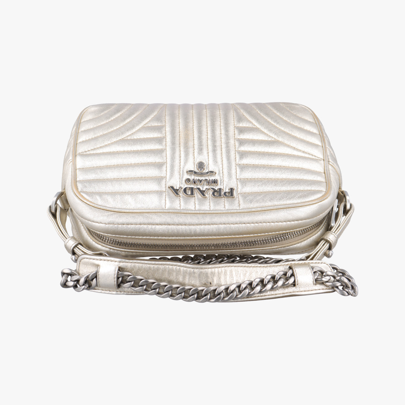 Pre-owned Prada Diagramme Golden Leather 1BH084 shoulderbag | stylenewstar