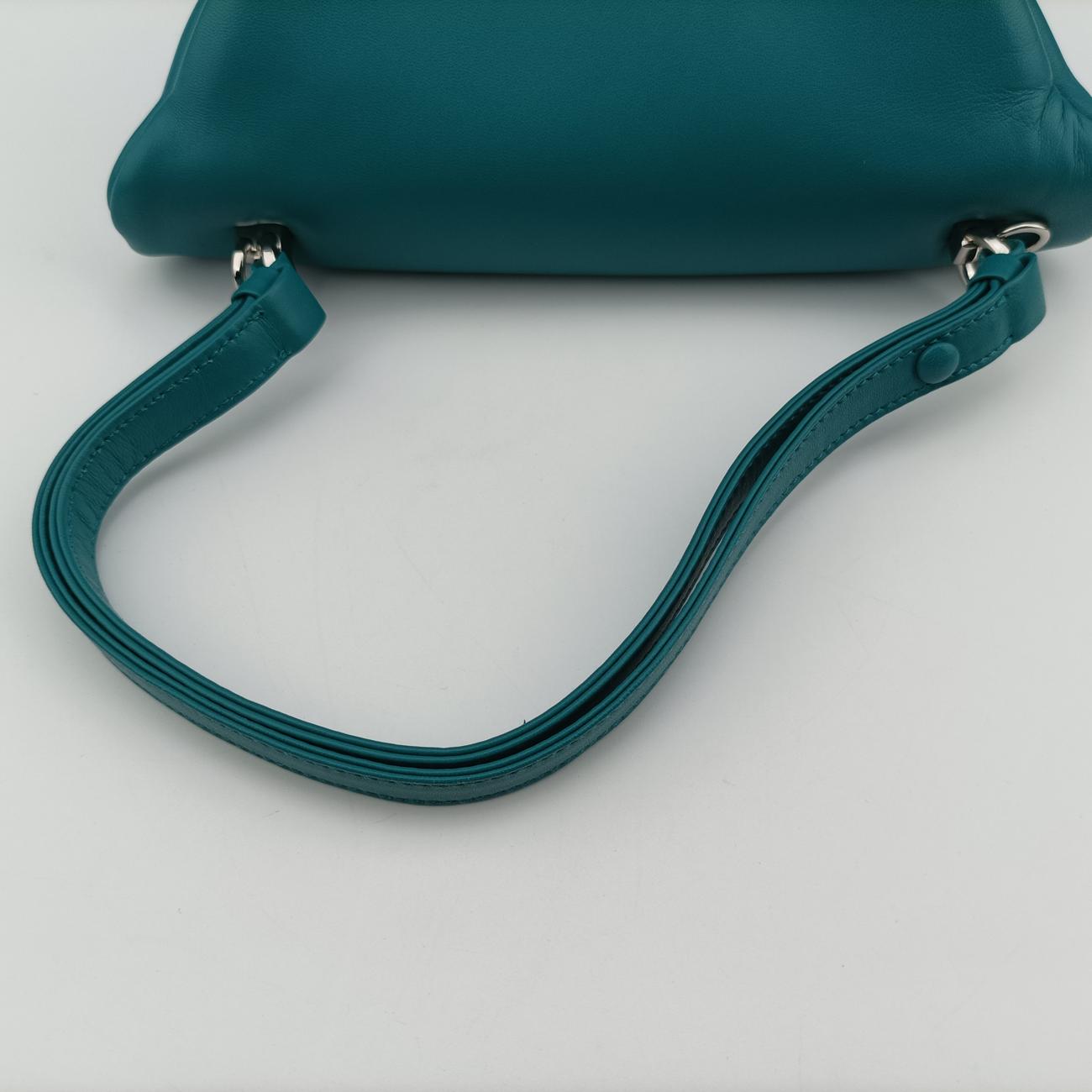 Pre-owned Prada Padded Nappa triangle Green lambskin 1BA315 shoulderbag | stylenewstar