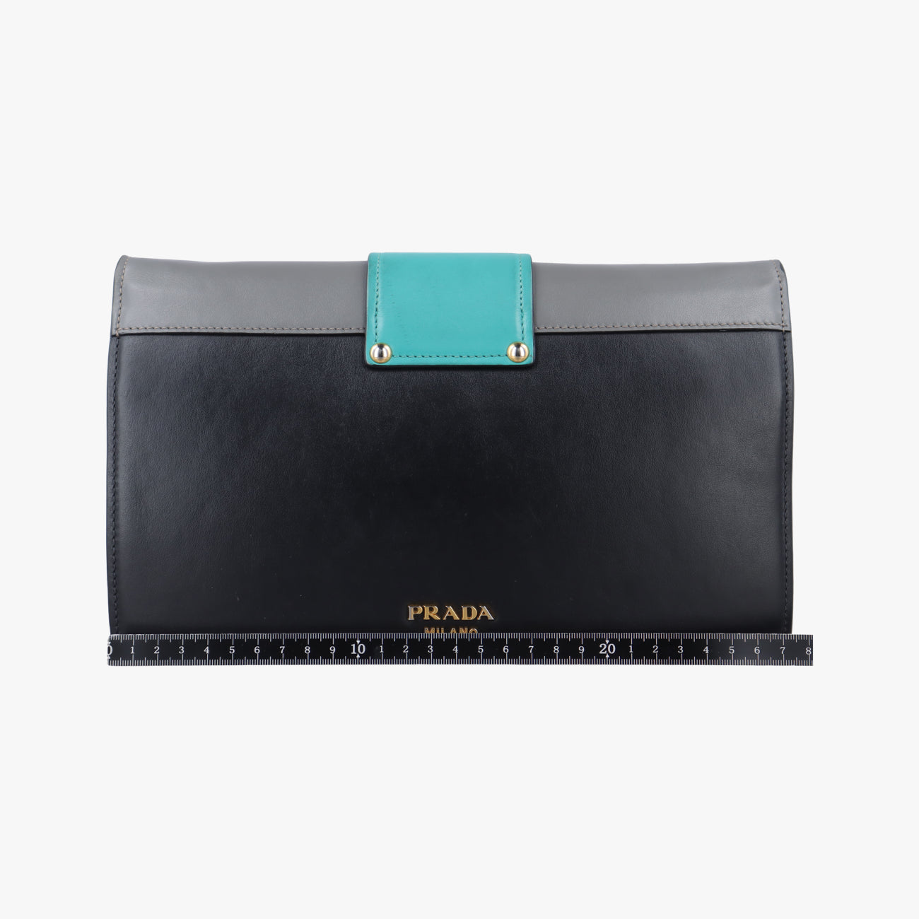 Pre-owned Prada Plex Ribbon black×green×grey Leather 1BD067 shoulderbag | stylenewstar