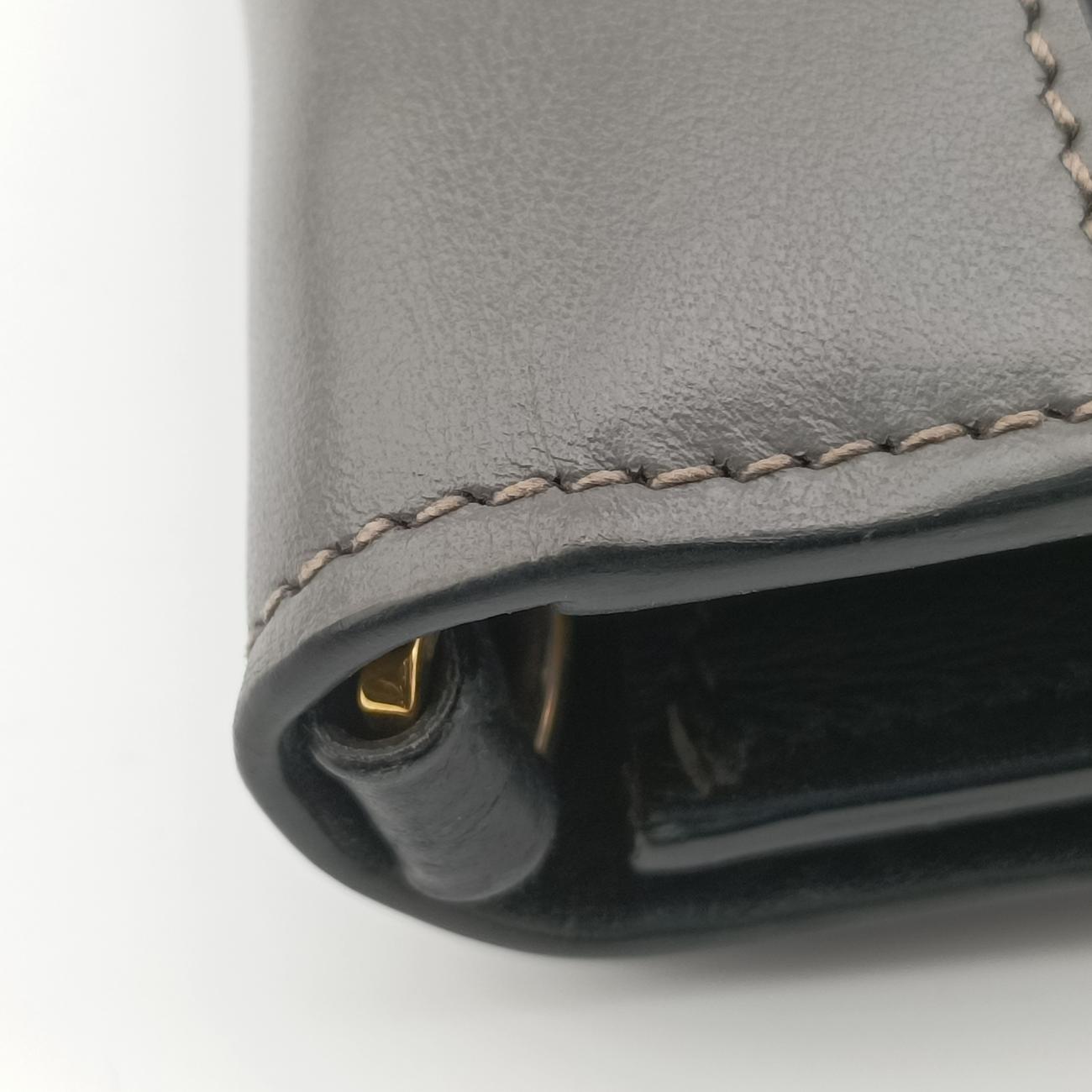 Pre-owned Prada Plex Ribbon black×green×grey Leather 1BD067 shoulderbag | stylenewstar