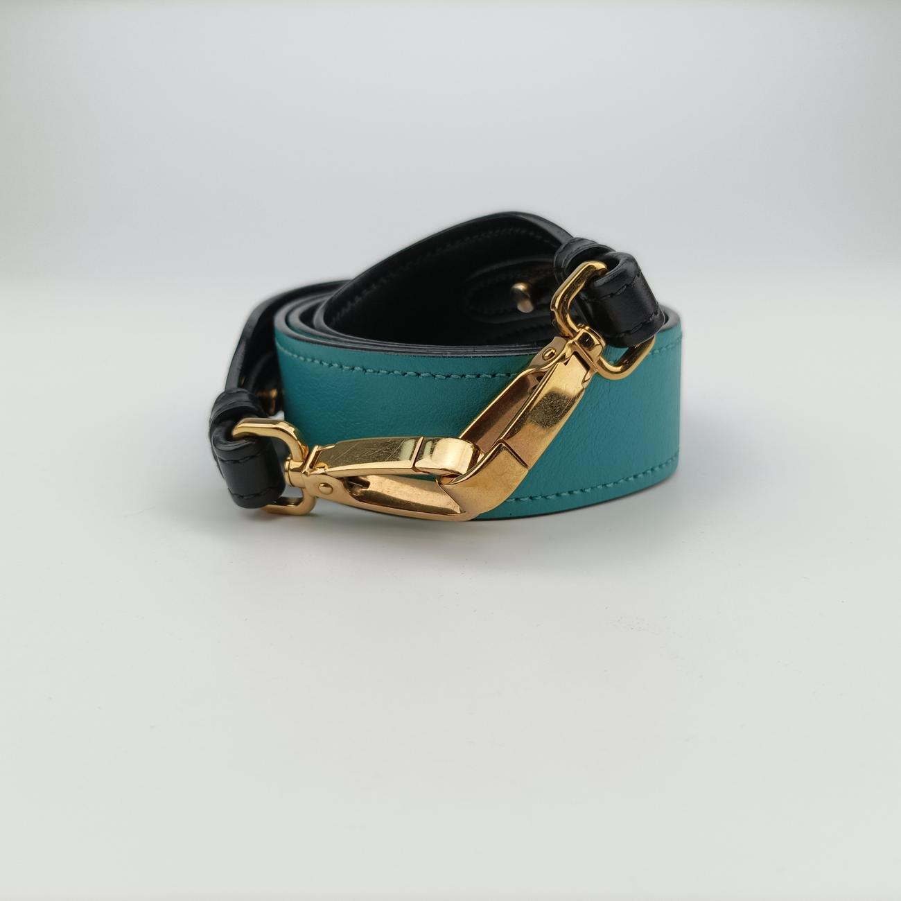 Pre-owned Prada Plex Ribbon black×green×grey Leather 1BD067 shoulderbag | stylenewstar