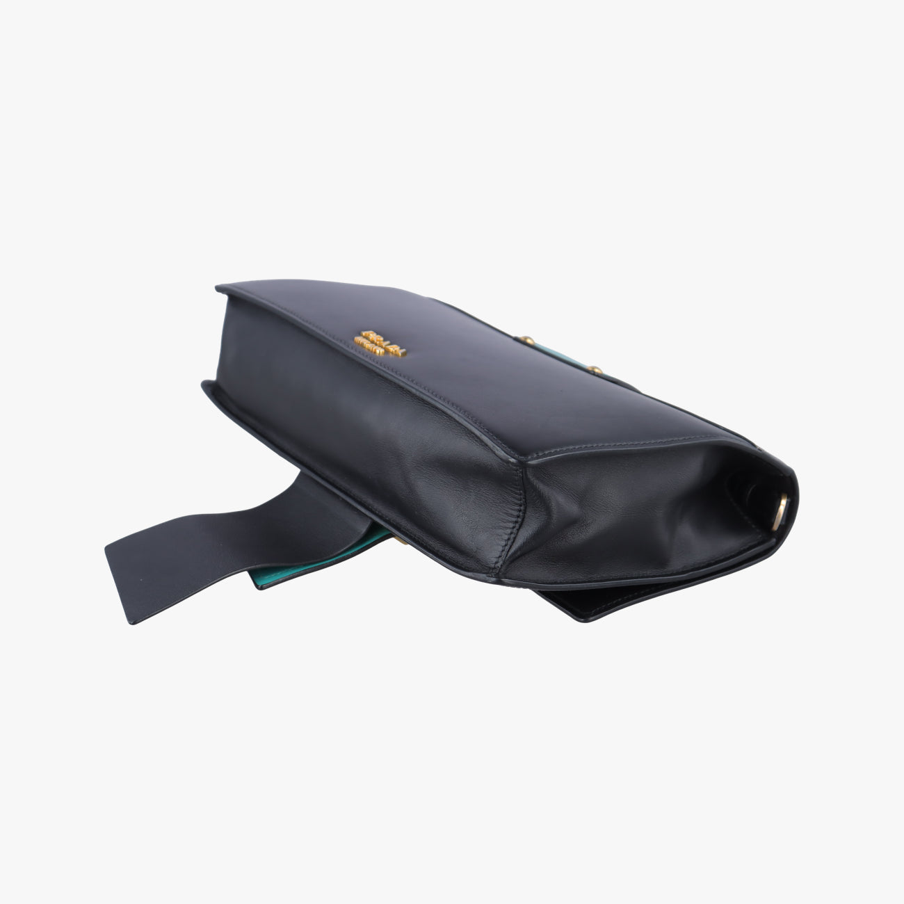 Pre-owned Prada Plex Ribbon black×green×grey Leather 1BD067 shoulderbag | stylenewstar