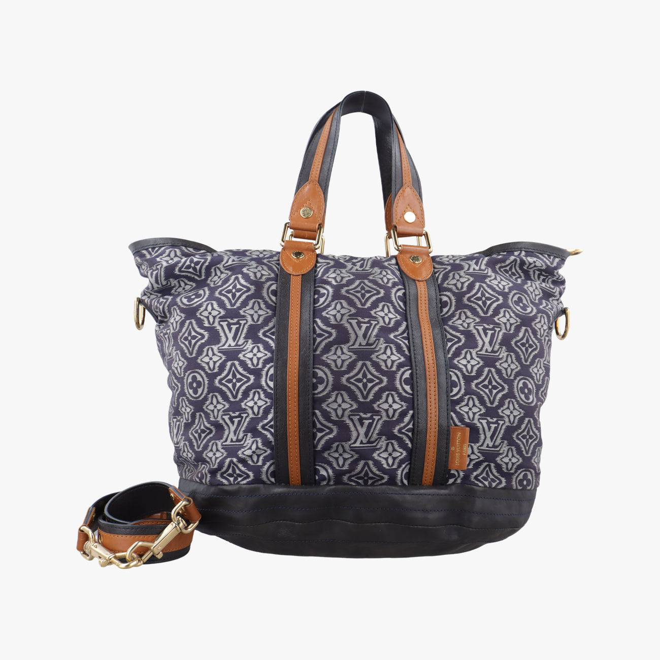 Pre-owned Louis Vuitton Aviator Marine×Navy Leather x Canvas M40383 shoulderbag | stylenewstar