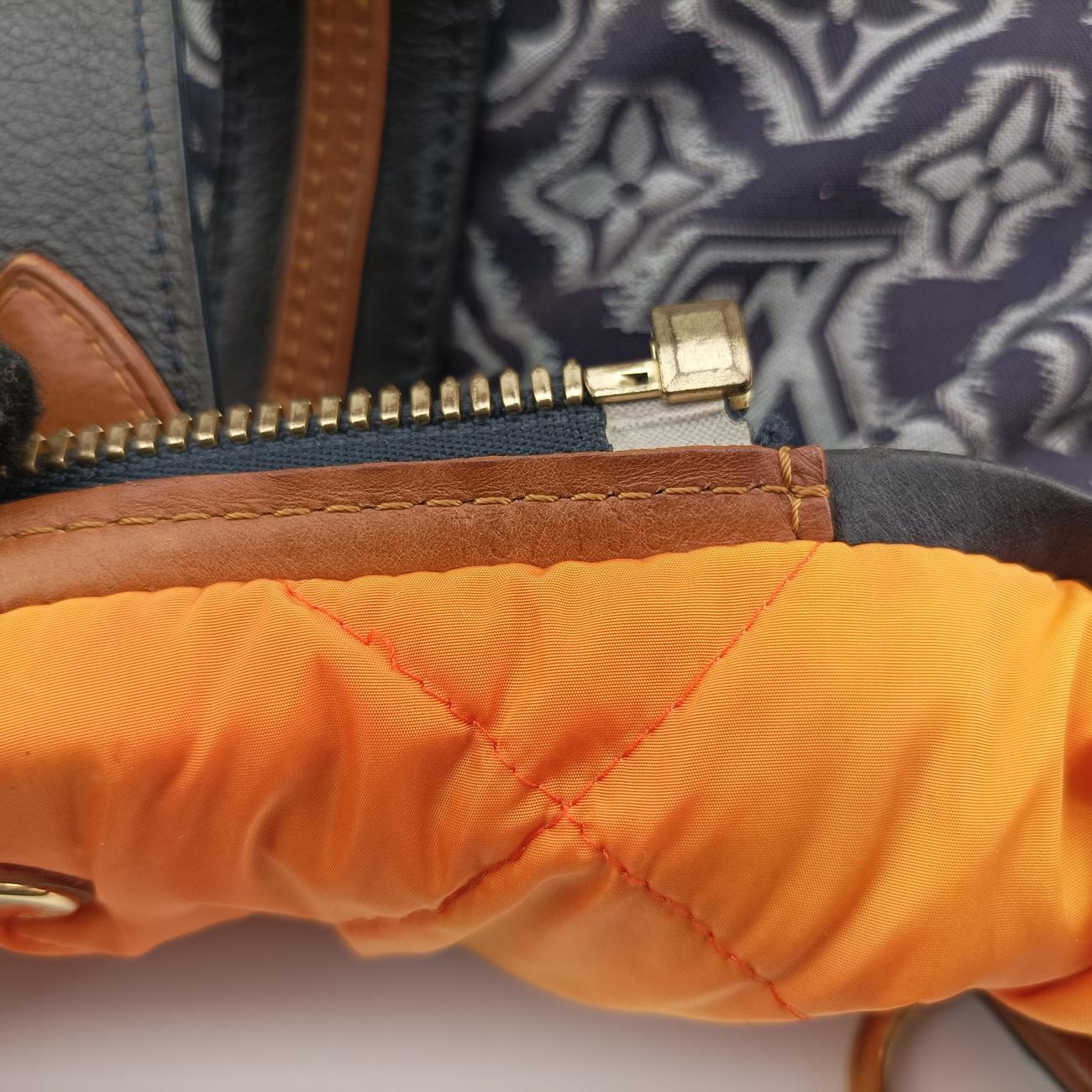 Pre-owned Louis Vuitton Aviator Marine×Navy Leather x Canvas M40383 shoulderbag | stylenewstar