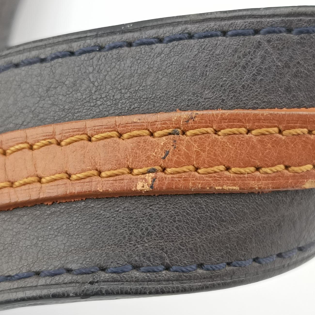 Pre-owned Louis Vuitton Aviator Marine×Navy Leather x Canvas M40383 shoulderbag | stylenewstar