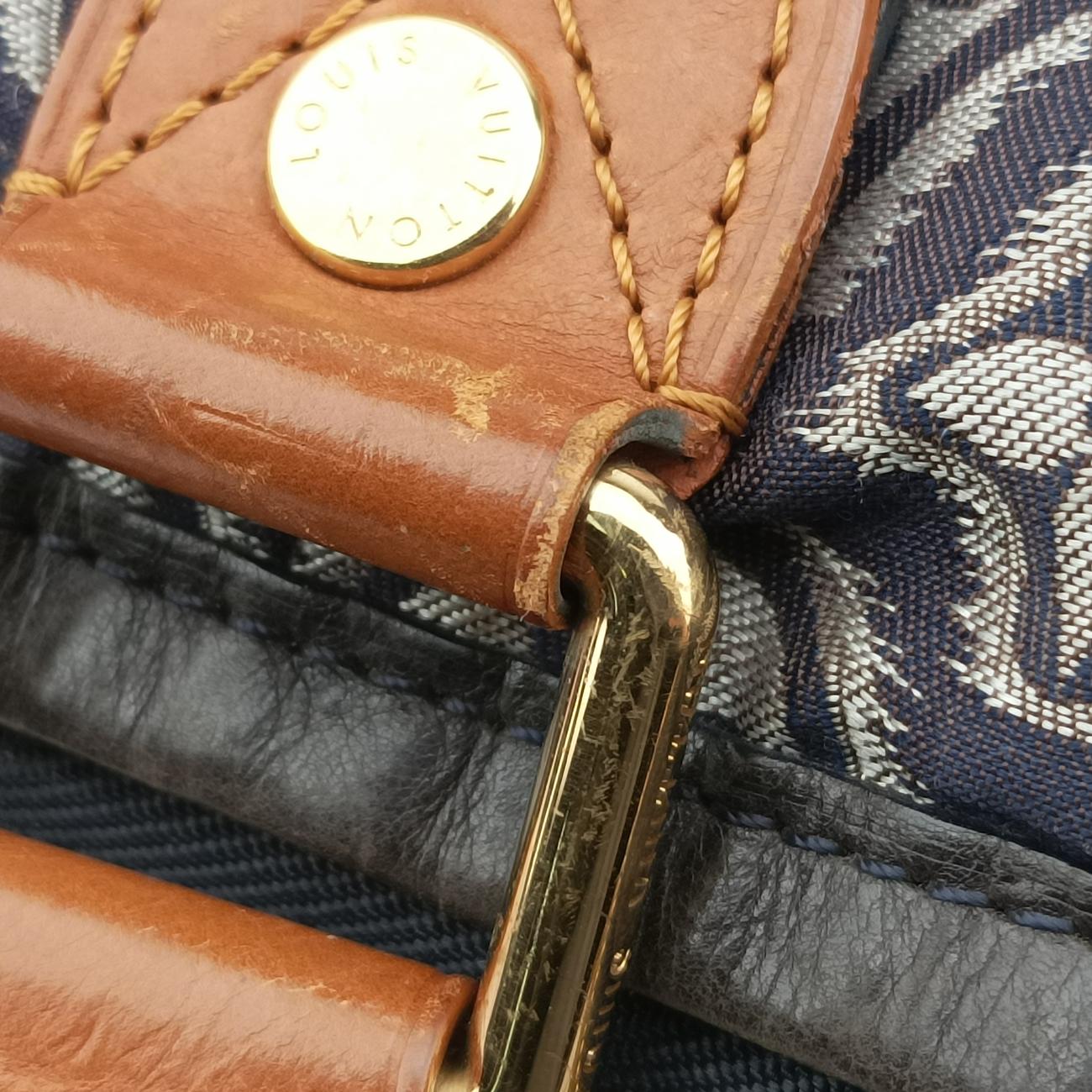 Pre-owned Louis Vuitton Aviator Marine×Navy Leather x Canvas M40383 shoulderbag | stylenewstar