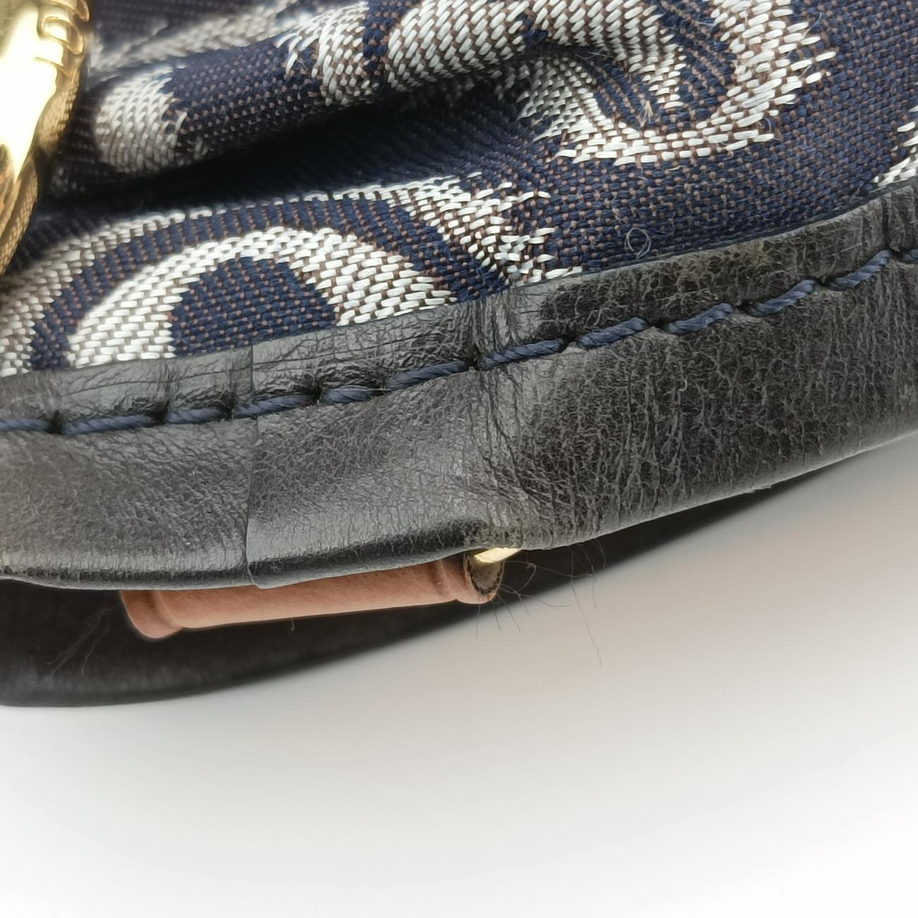 Pre-owned Louis Vuitton Aviator Marine×Navy Leather x Canvas M40383 shoulderbag | stylenewstar