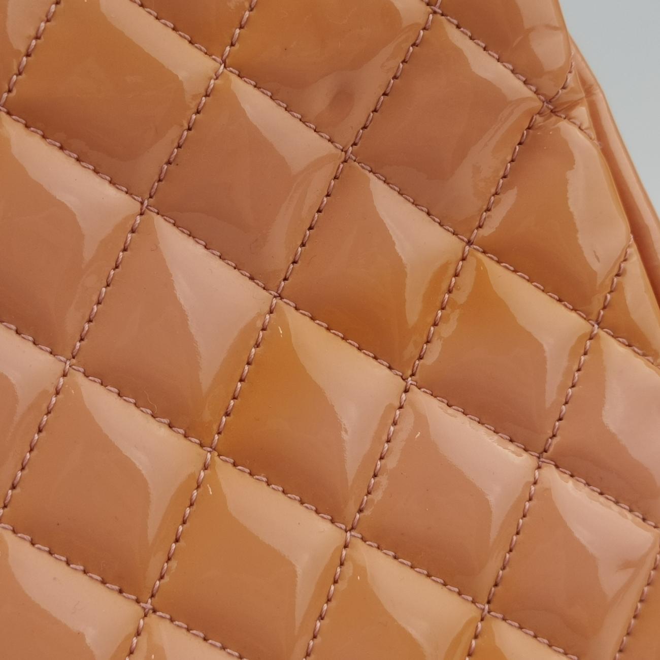 Pre-owned Chanel Mademoiselle Bowling Orange Patent A50558 shoulderbag | stylenewstar