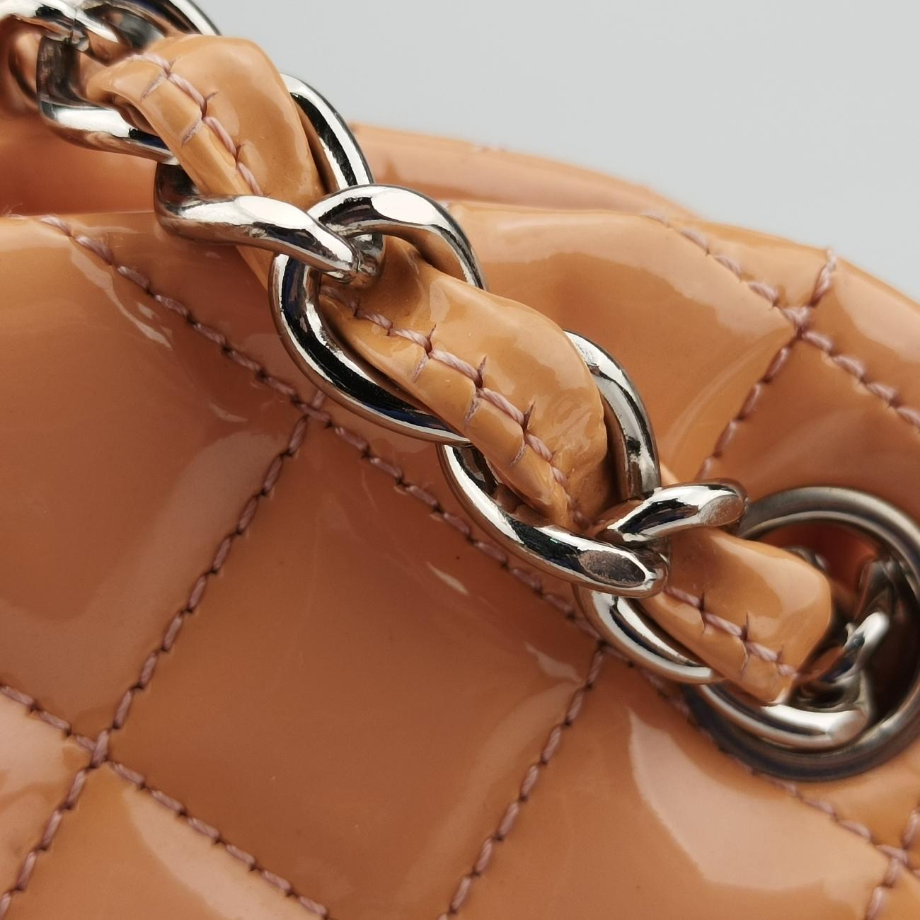 Pre-owned Chanel Mademoiselle Bowling Orange Patent A50558 shoulderbag | stylenewstar