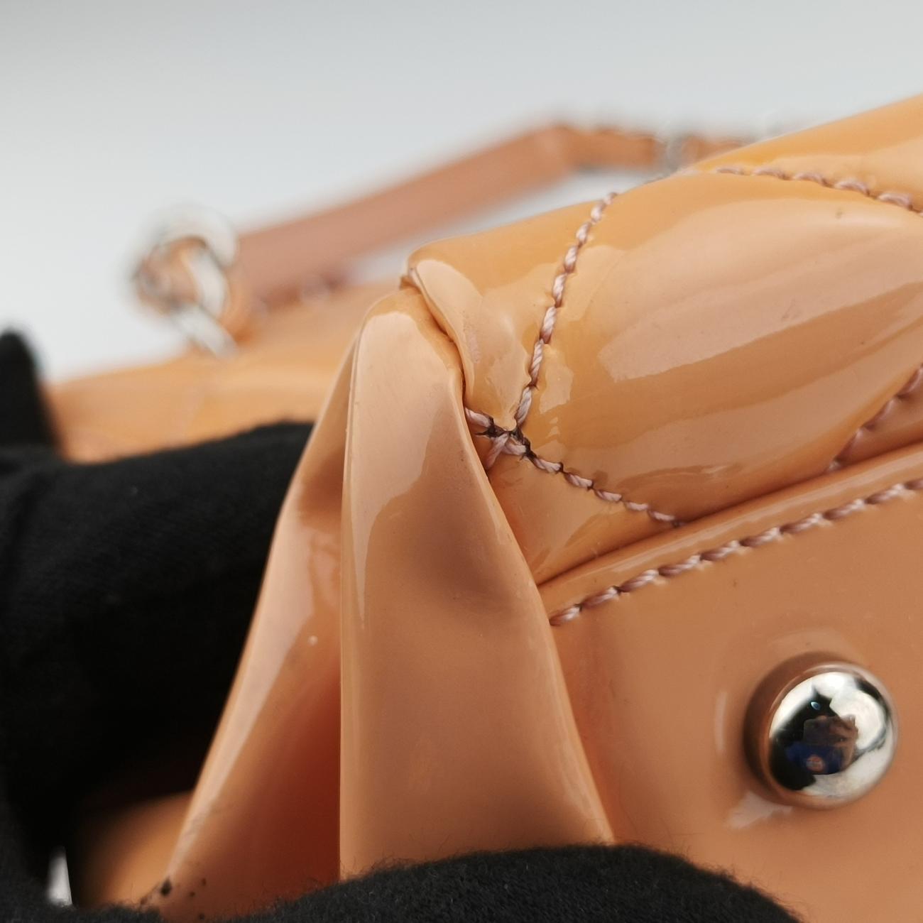 Pre-owned Chanel Mademoiselle Bowling Orange Patent A50558 shoulderbag | stylenewstar