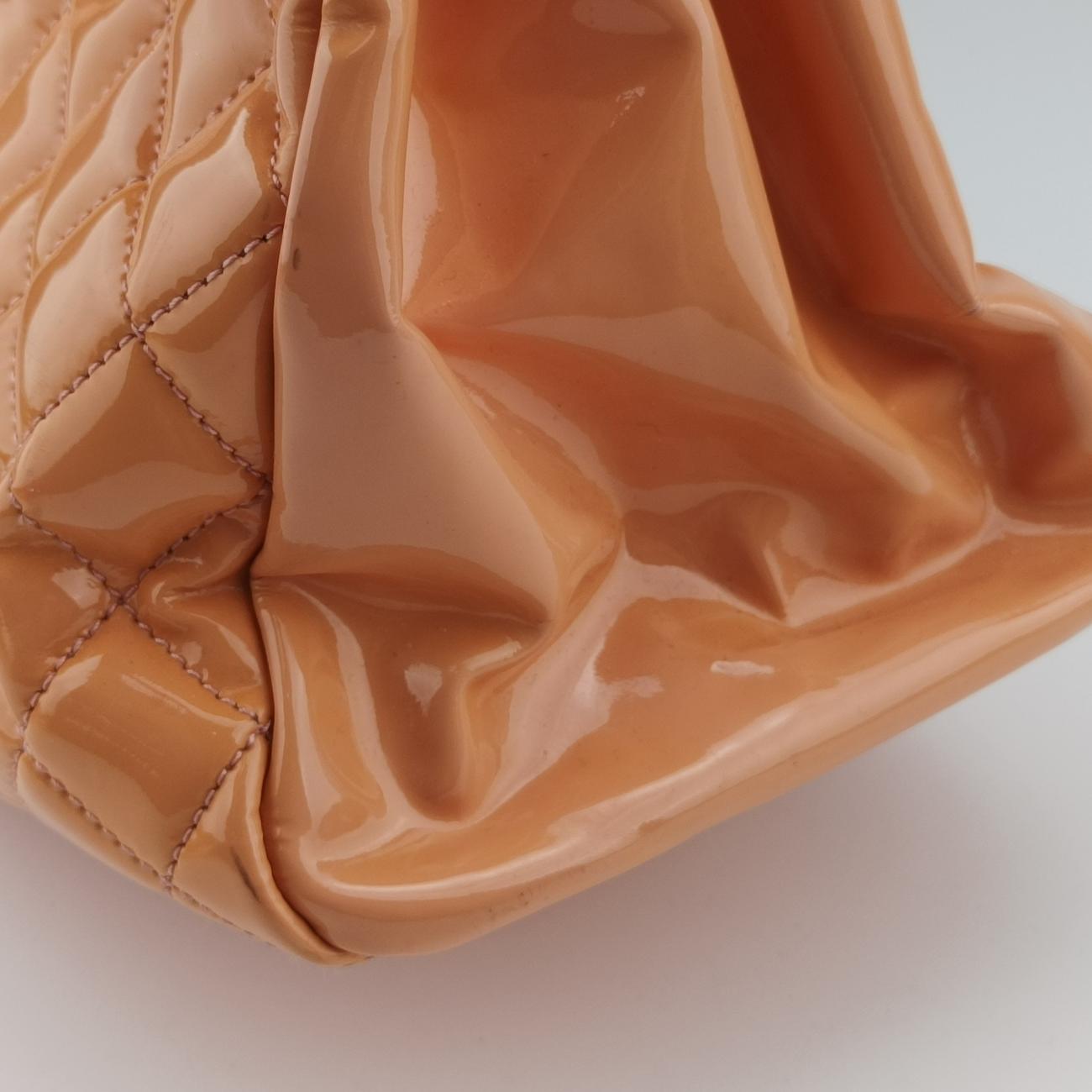 Pre-owned Chanel Mademoiselle Bowling Orange Patent A50558 shoulderbag | stylenewstar