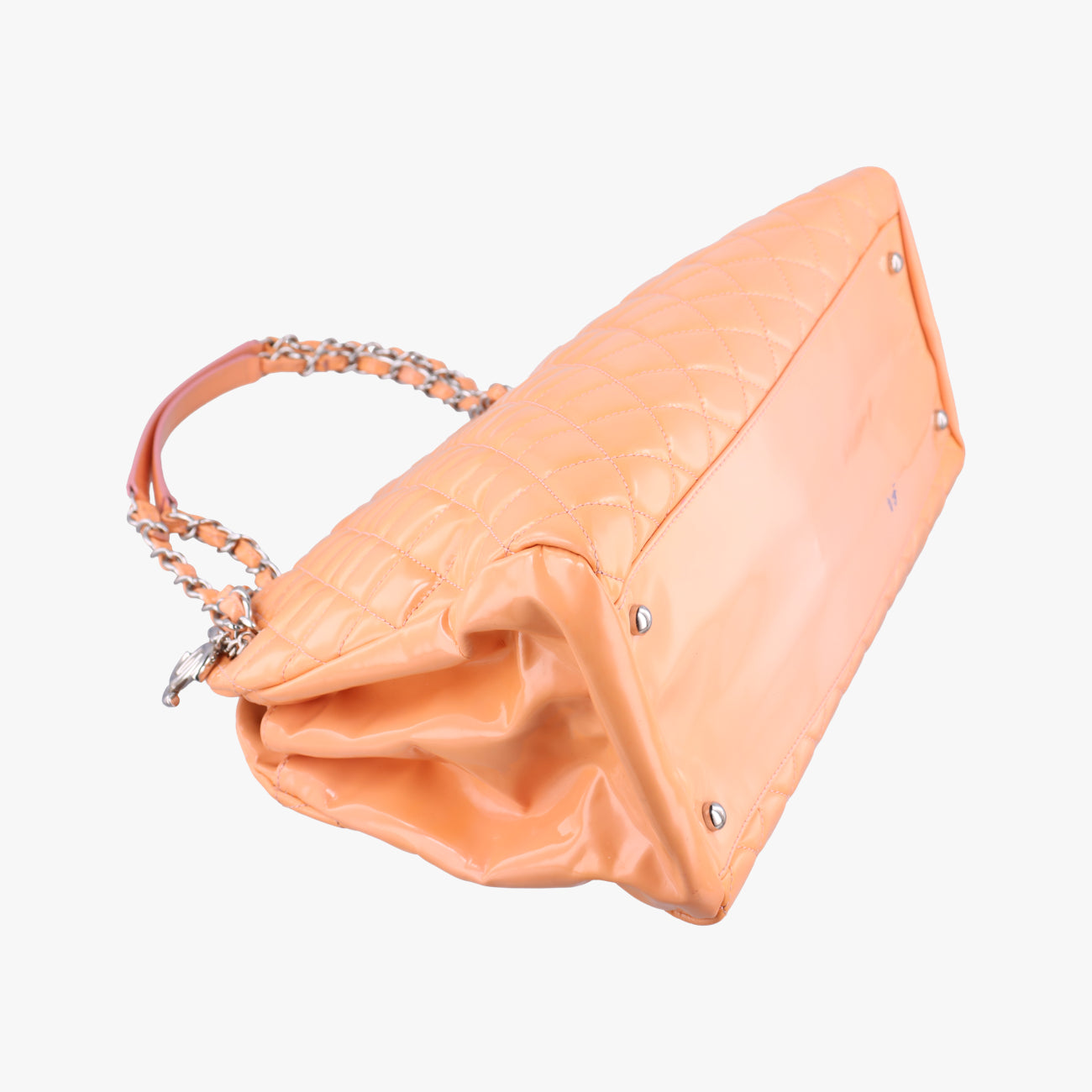 Pre-owned Chanel Mademoiselle Bowling Orange Patent A50558 shoulderbag | stylenewstar