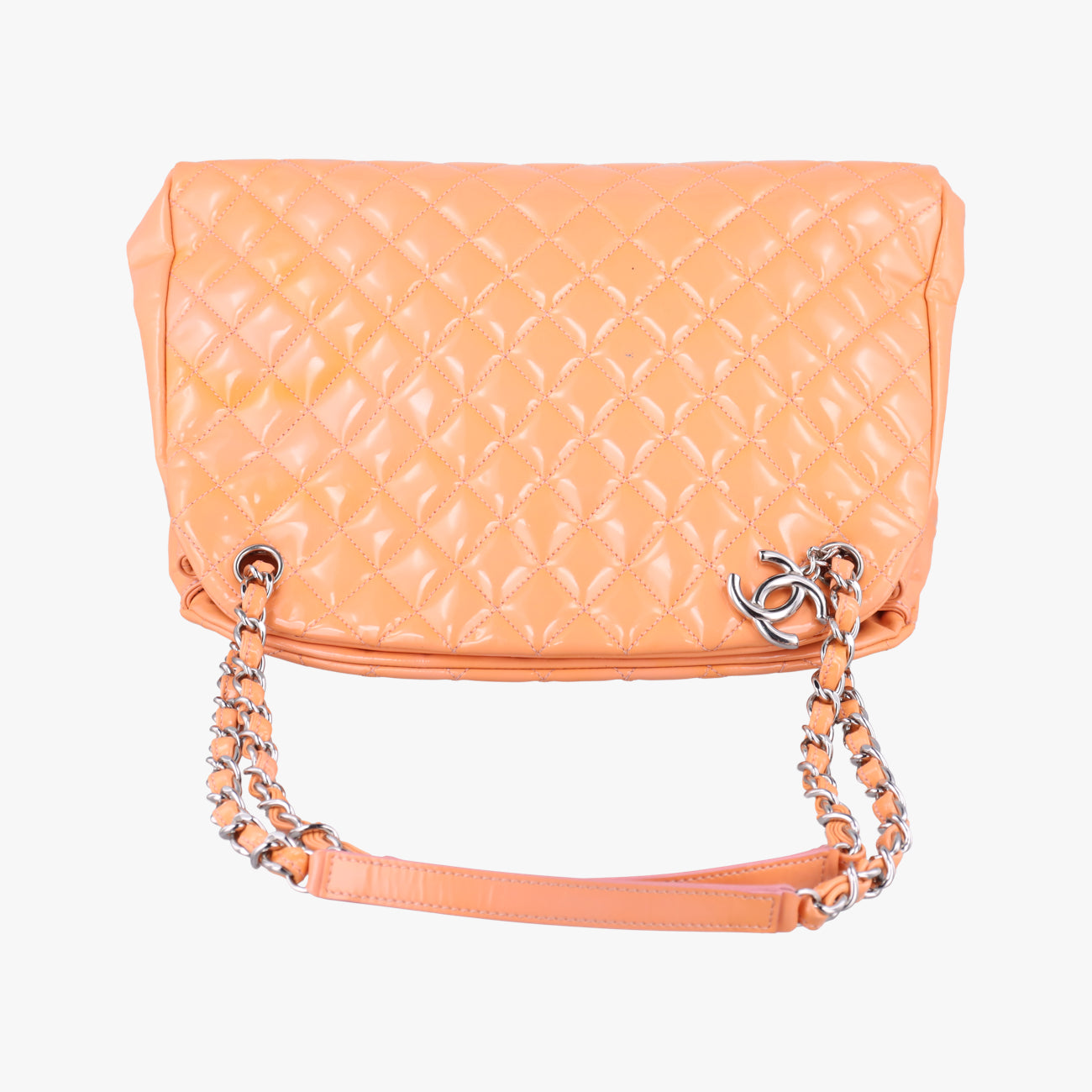 Pre-owned Chanel Mademoiselle Bowling Orange Patent A50558 shoulderbag | stylenewstar