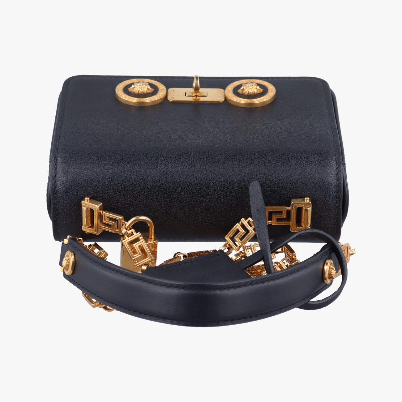 Pre-owned VERSACE Medusa Black Leather  shoulderbag | stylenewstar