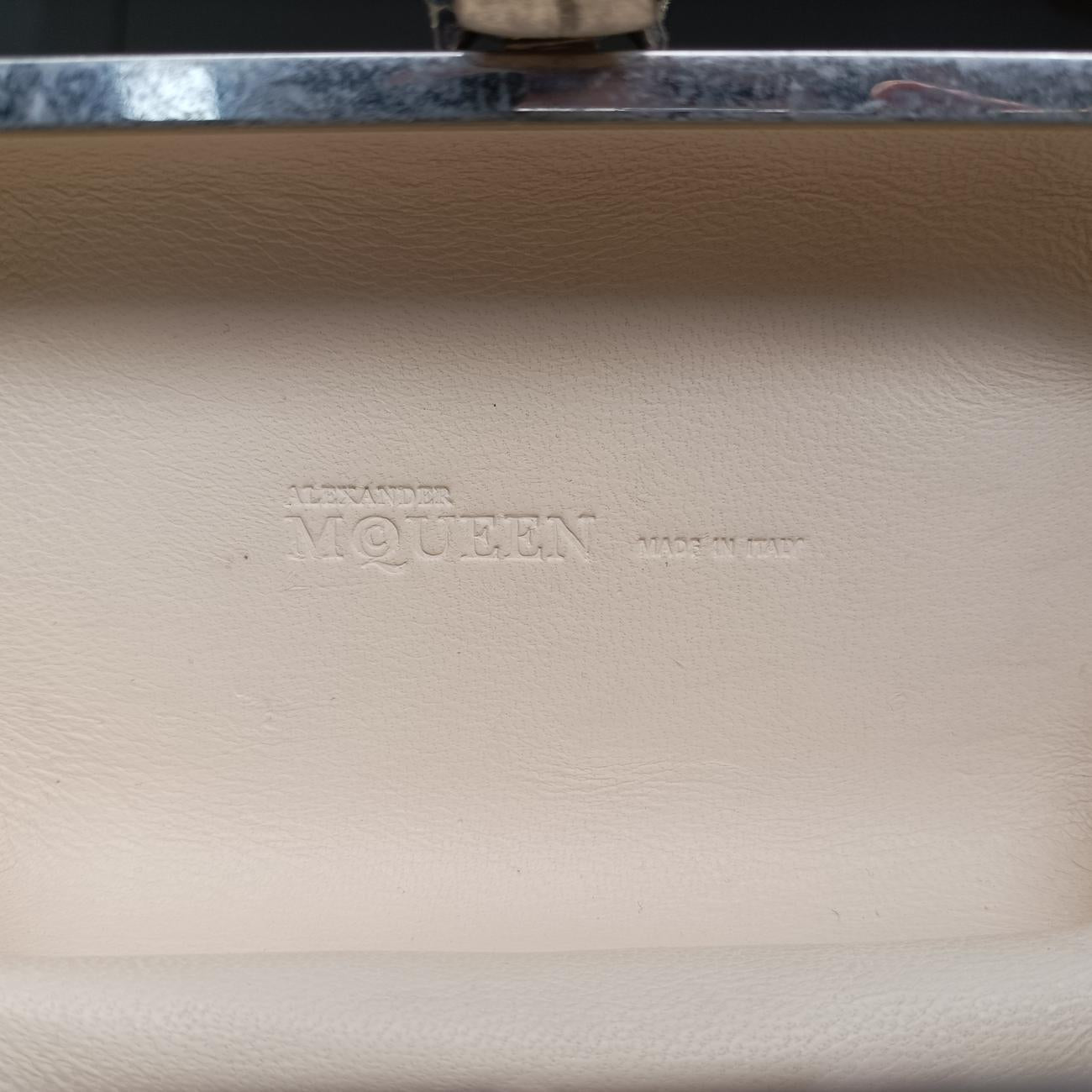 Vintage Alexander McQueen Studded Skull Box White Leather  clutchbag | stylenewstar