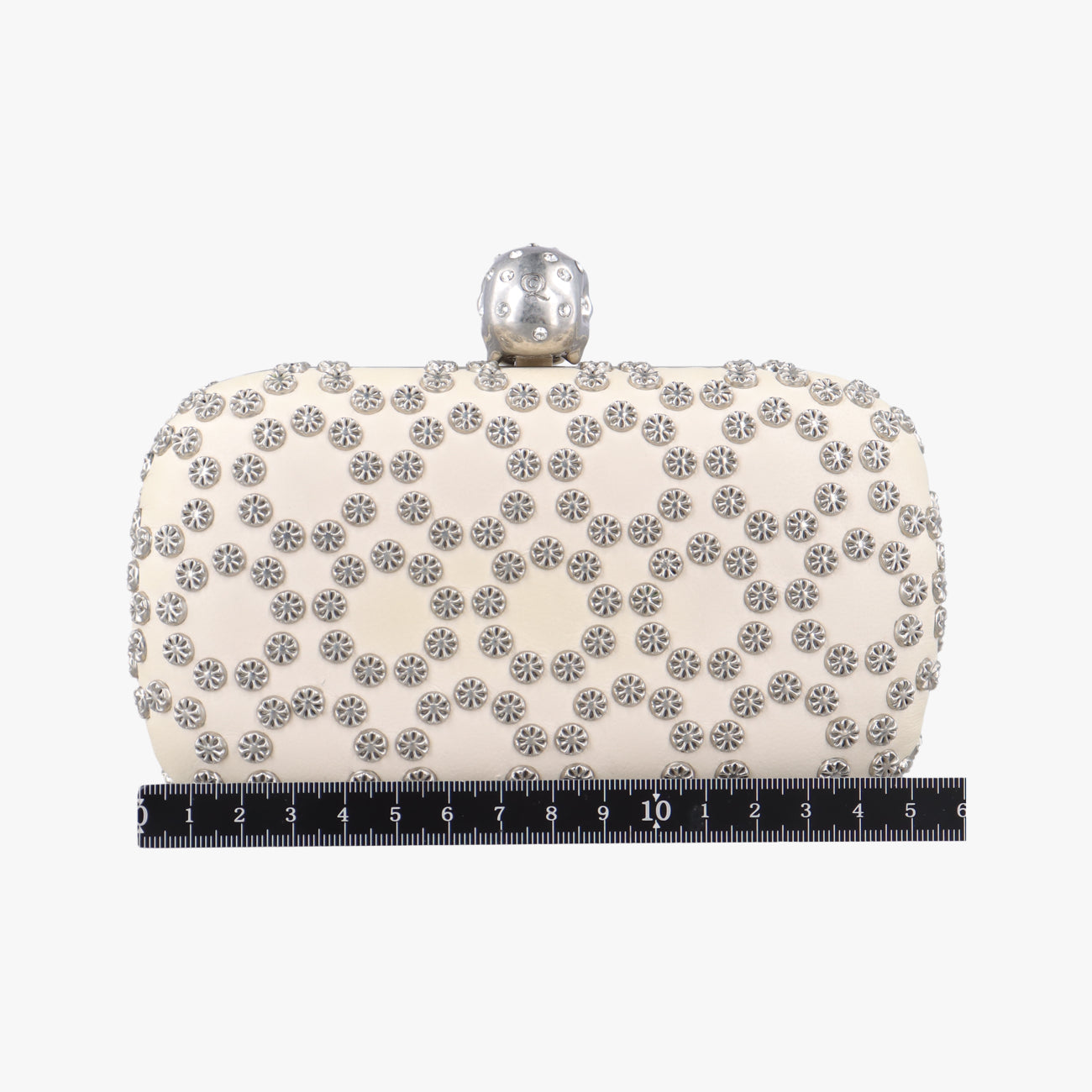 Vintage Alexander McQueen Studded Skull Box White Leather  clutchbag | stylenewstar