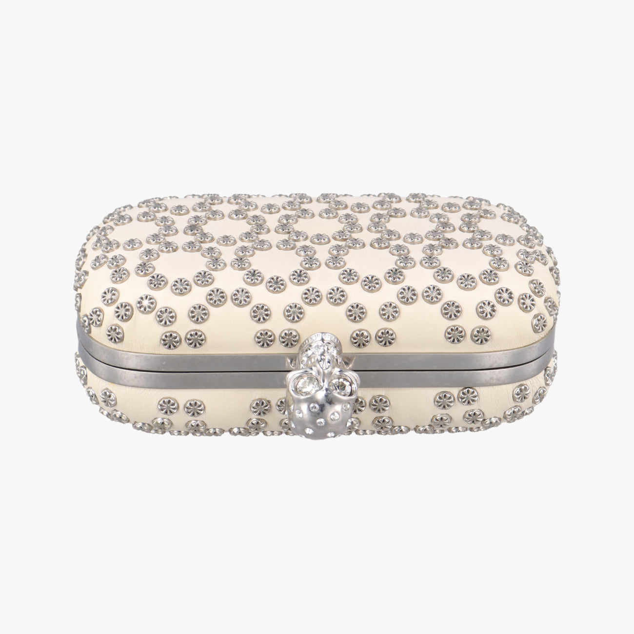 Vintage Alexander McQueen Studded Skull Box White Leather  clutchbag | stylenewstar