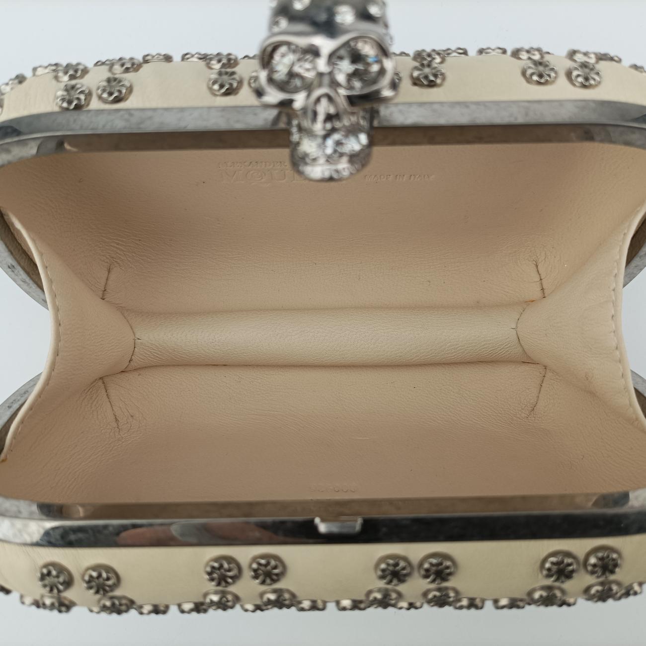 Vintage Alexander McQueen Studded Skull Box White Leather  clutchbag | stylenewstar