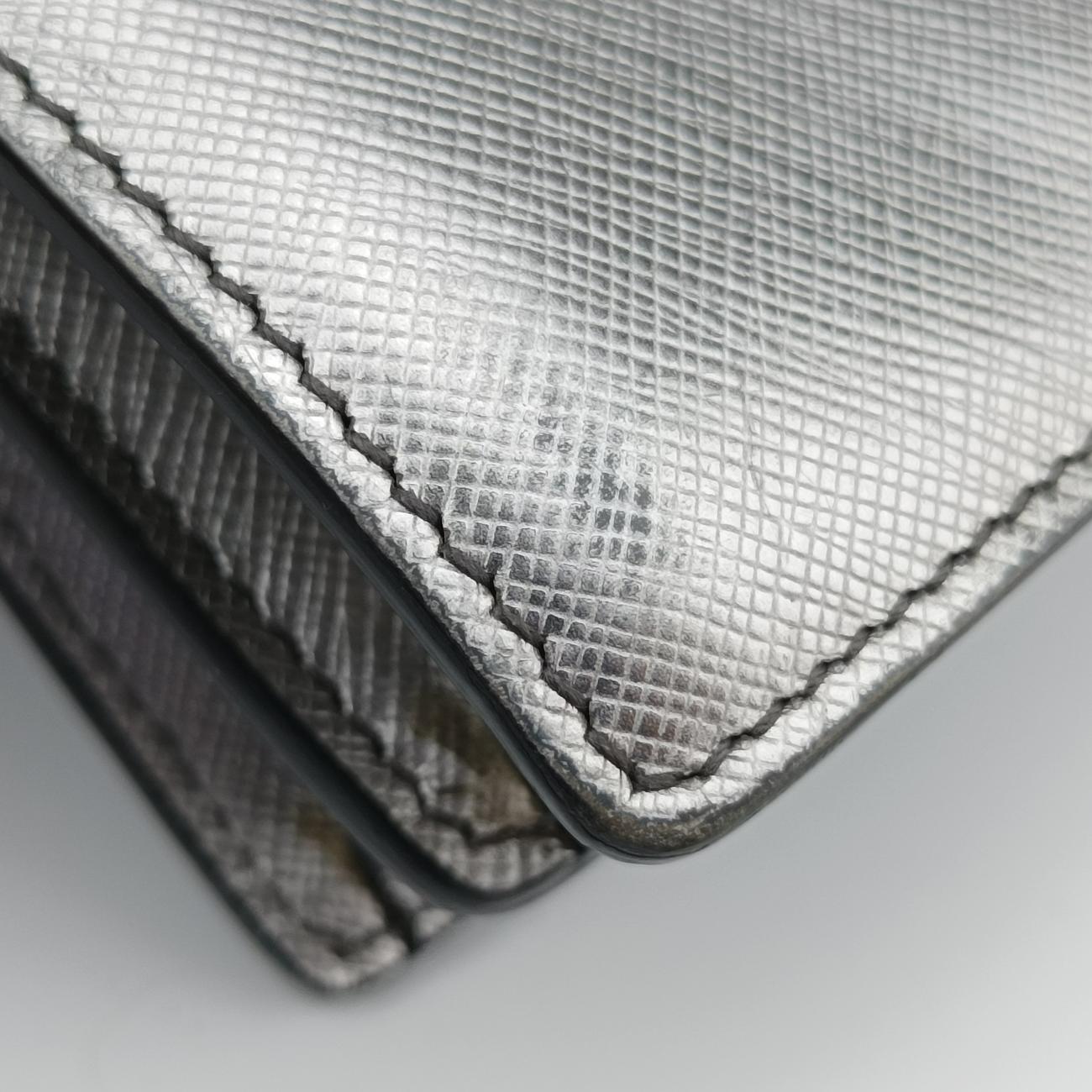 Pre-owned Prada Sound Lock Silver SAFFIANO Leather BT1037 shoulderbag | stylenewstar