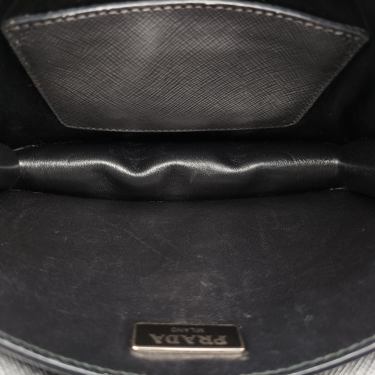 Pre-owned Prada Sound Lock Silver SAFFIANO Leather BT1037 shoulderbag | stylenewstar