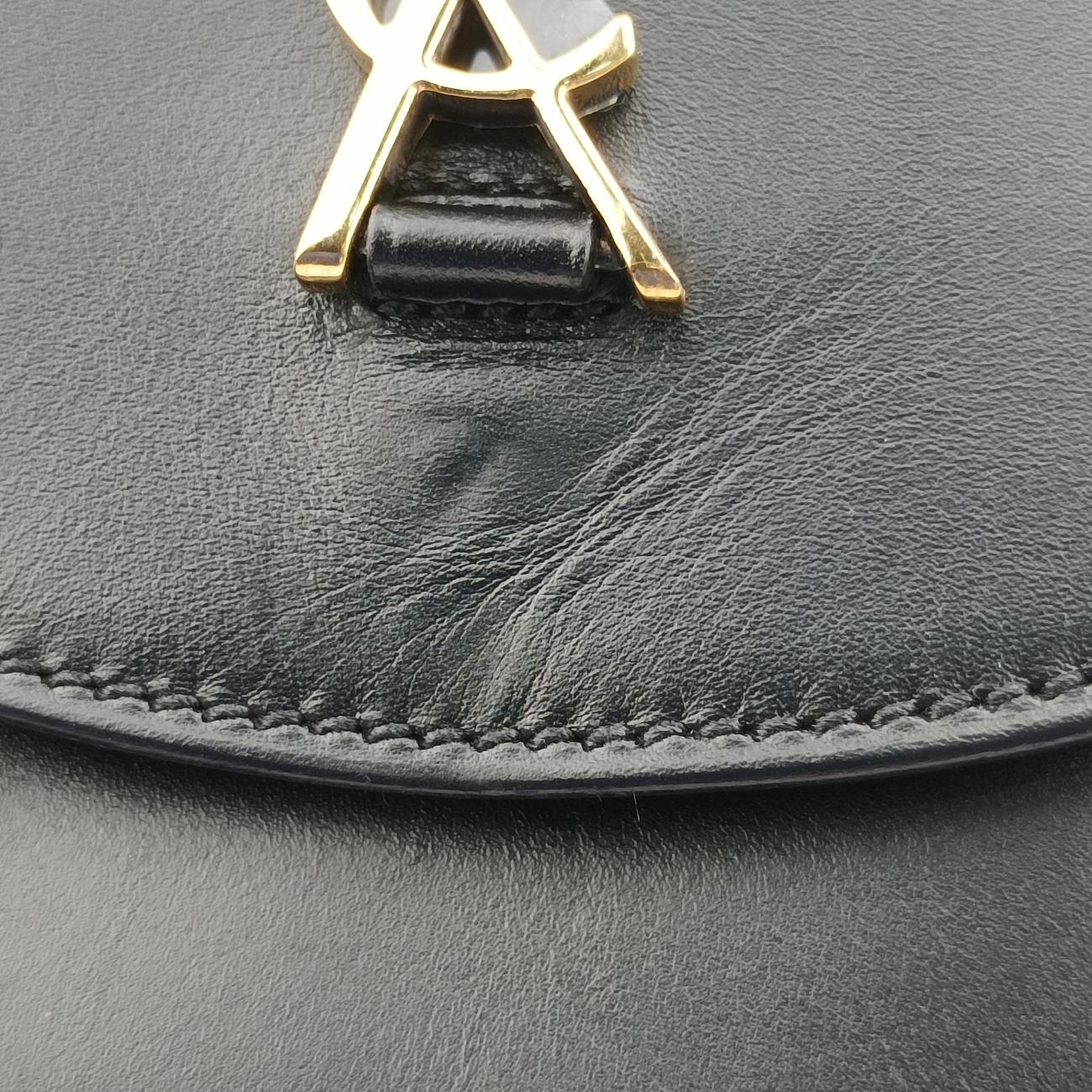 Pre-owned Yves Saint Laurent KAIA Black Leather 623097 shoulderbag | stylenewstar