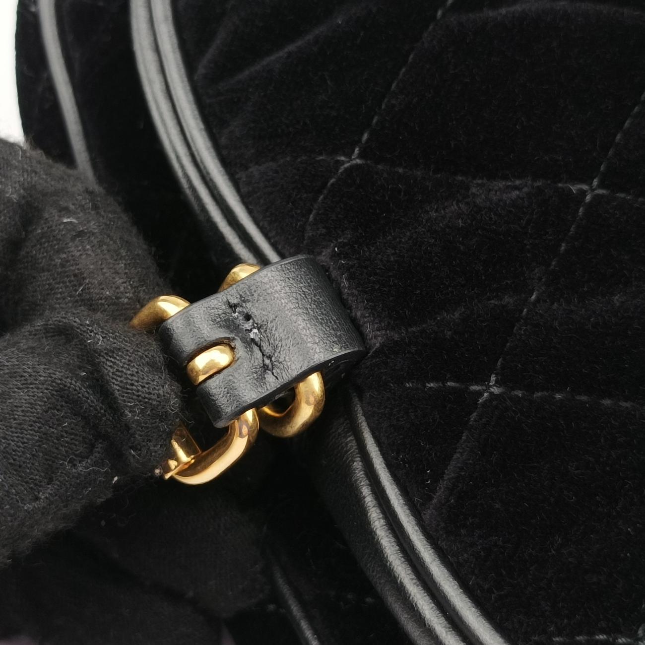 Pre-owned Prada Stitch Black Velour 1BD050 shoulderbag | stylenewstar