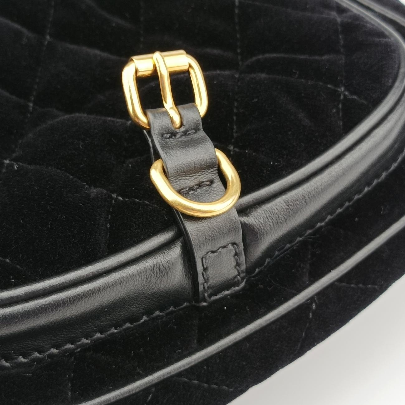 Pre-owned Prada Stitch Black Velour 1BD050 shoulderbag | stylenewstar