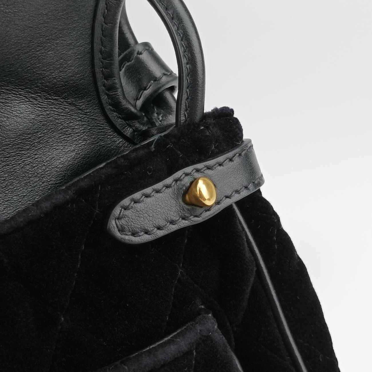 Pre-owned Prada Stitch Black Velour 1BD050 shoulderbag | stylenewstar