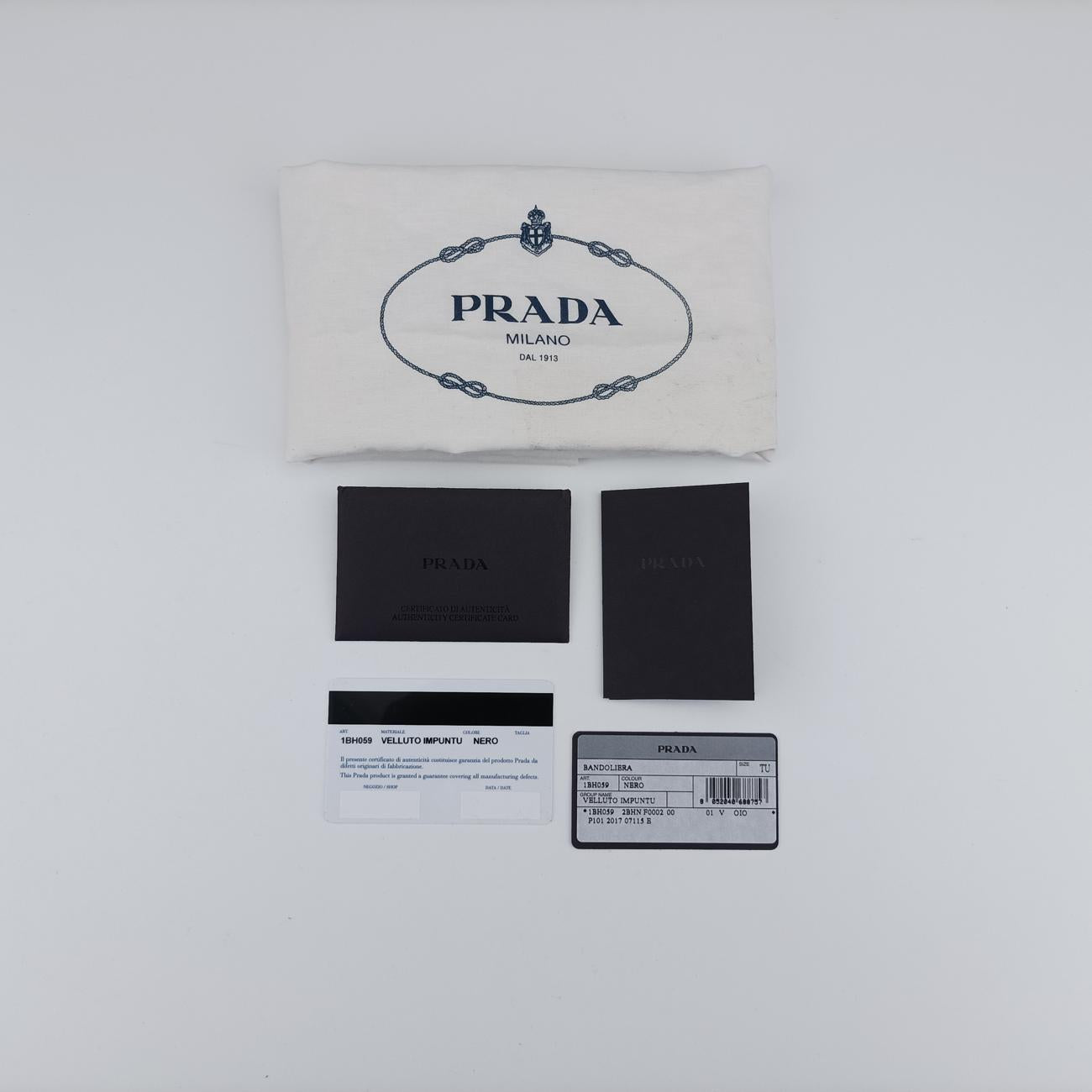 Pre-owned Prada Stitch Black Velour 1BD050 shoulderbag | stylenewstar