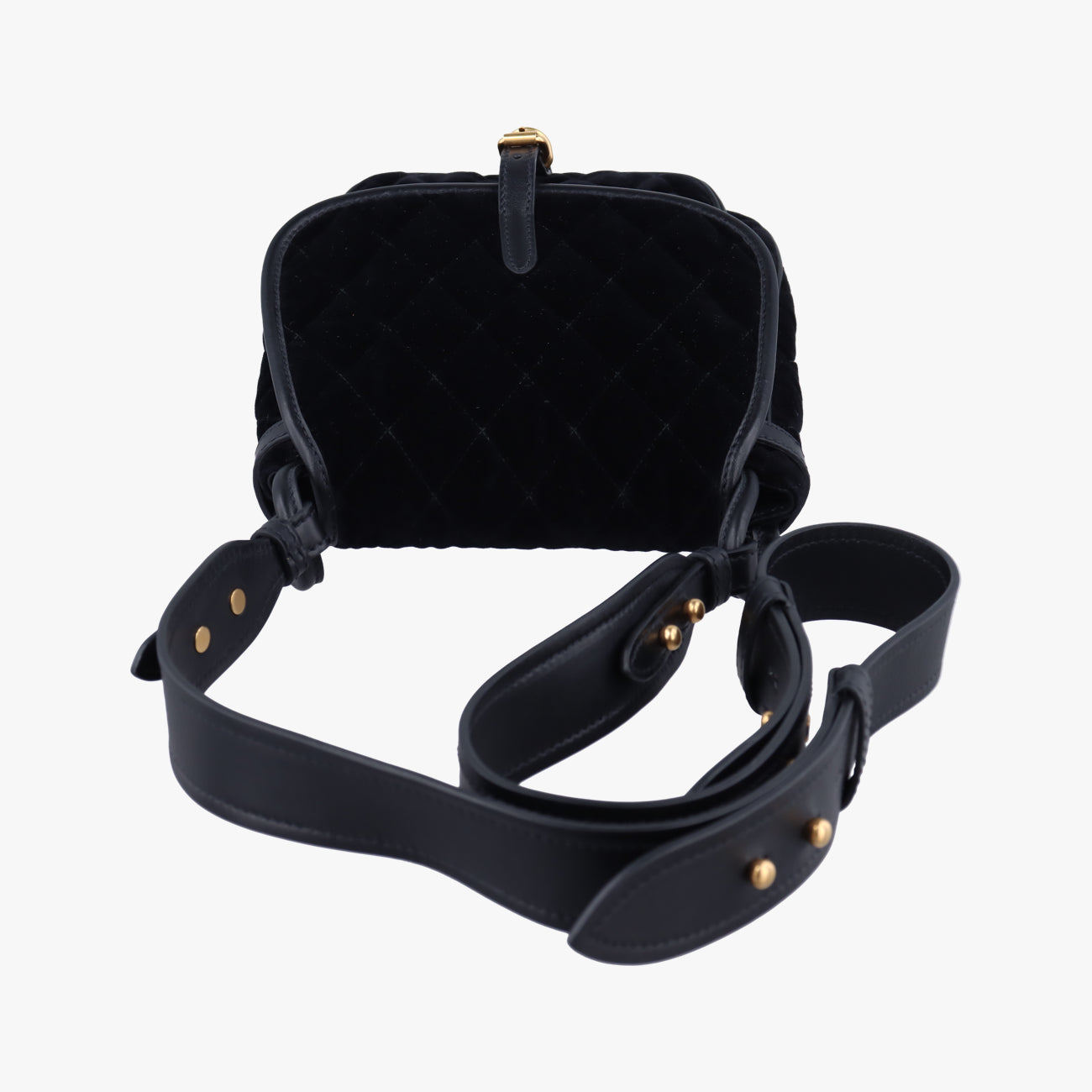 Pre-owned Prada Stitch Black Velour 1BD050 shoulderbag | stylenewstar