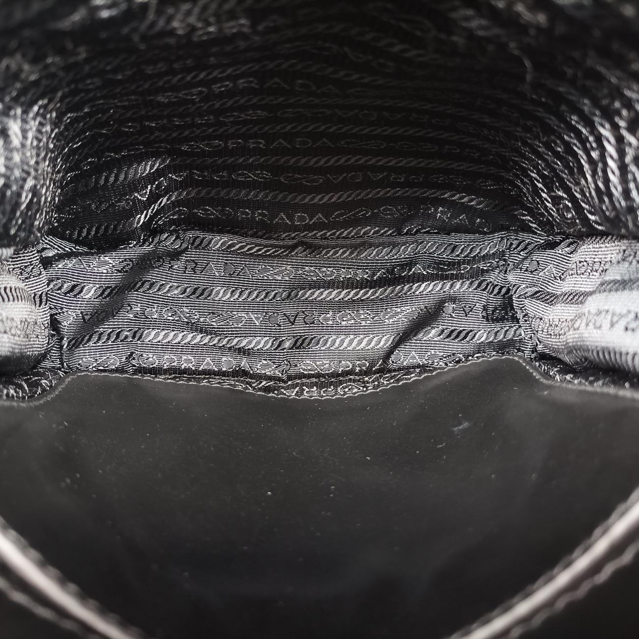 Pre-owned Prada Stitch Black Velour 1BD050 shoulderbag | stylenewstar