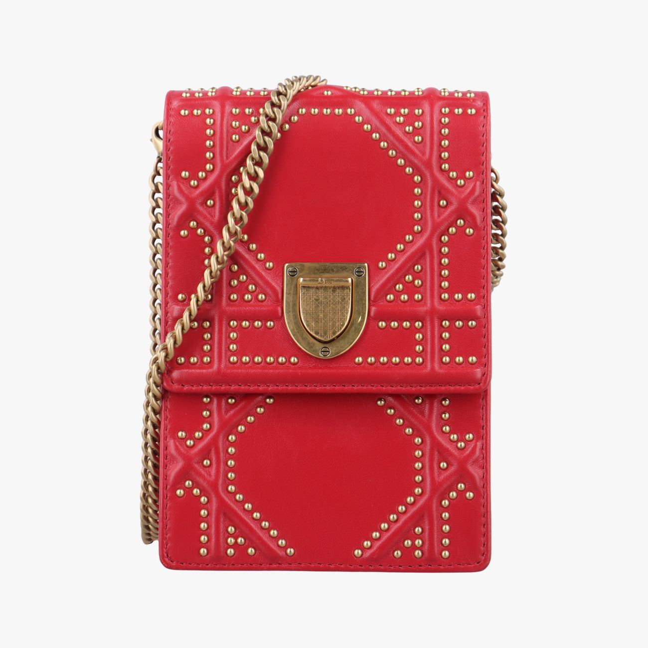 Pre-owned Christian Dior Diorama Red Leather  shoulderbag | stylenewstar