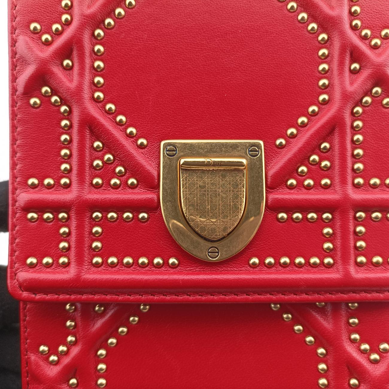 Pre-owned Christian Dior Diorama Red Leather  shoulderbag | stylenewstar