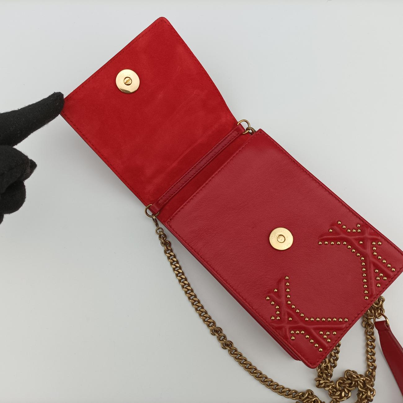Pre-owned Christian Dior Diorama Red Leather  shoulderbag | stylenewstar