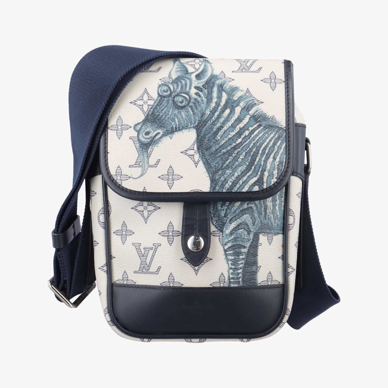 Pre-owned Louis Vuitton Zebra Messenger BB Bronze x Navy Monogram Savannah M54247 shoulderbag | stylenewstar