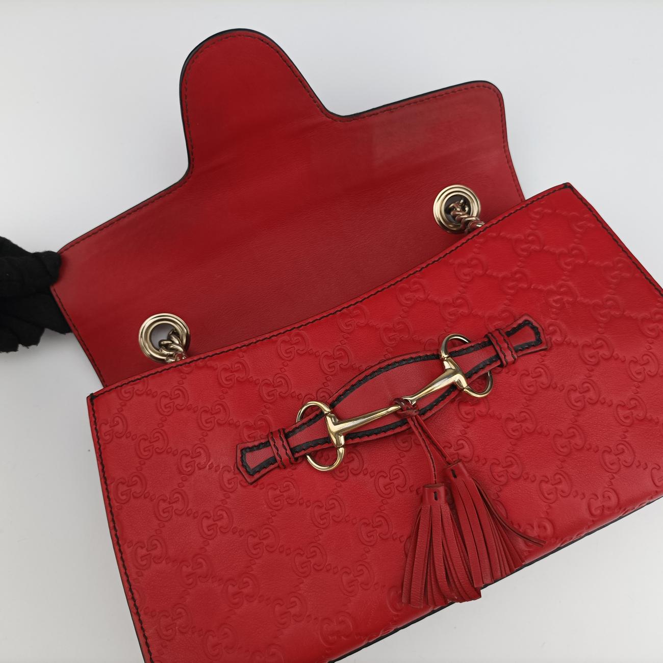 Pre-owned Gucci Emily Red Leather 295402 shoulderbag | stylenewstar