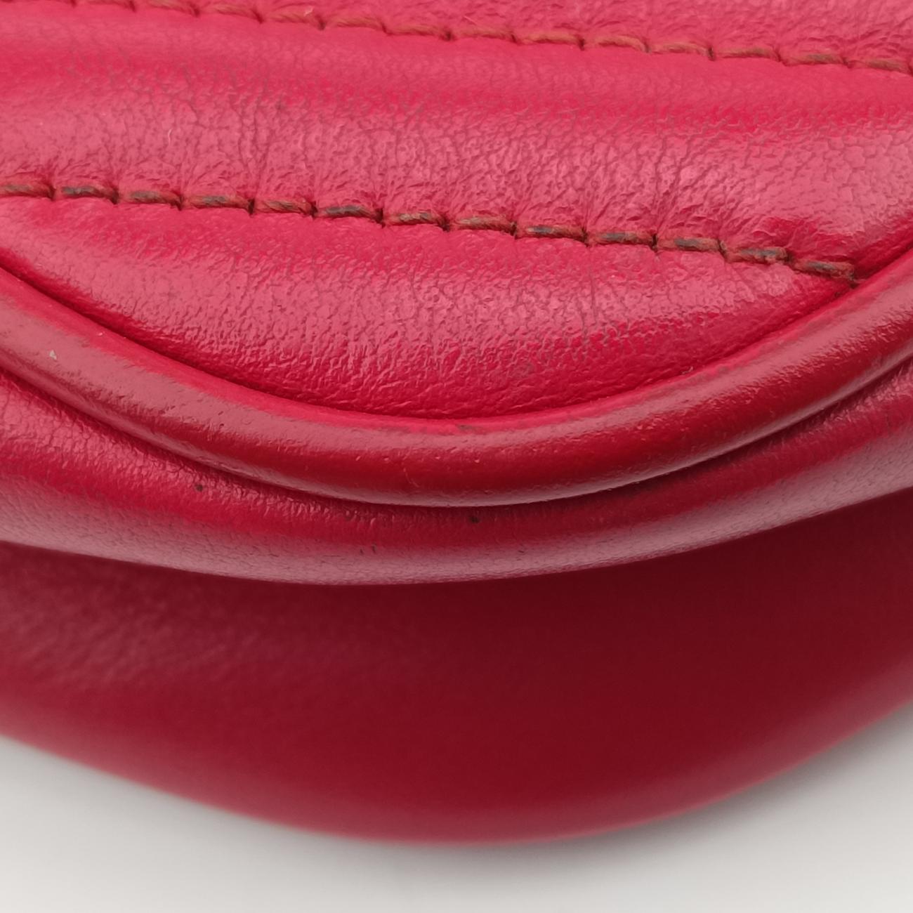 Pre-owned Gucci GG Marmont Red Leather 447632 shoulderbag | stylenewstar