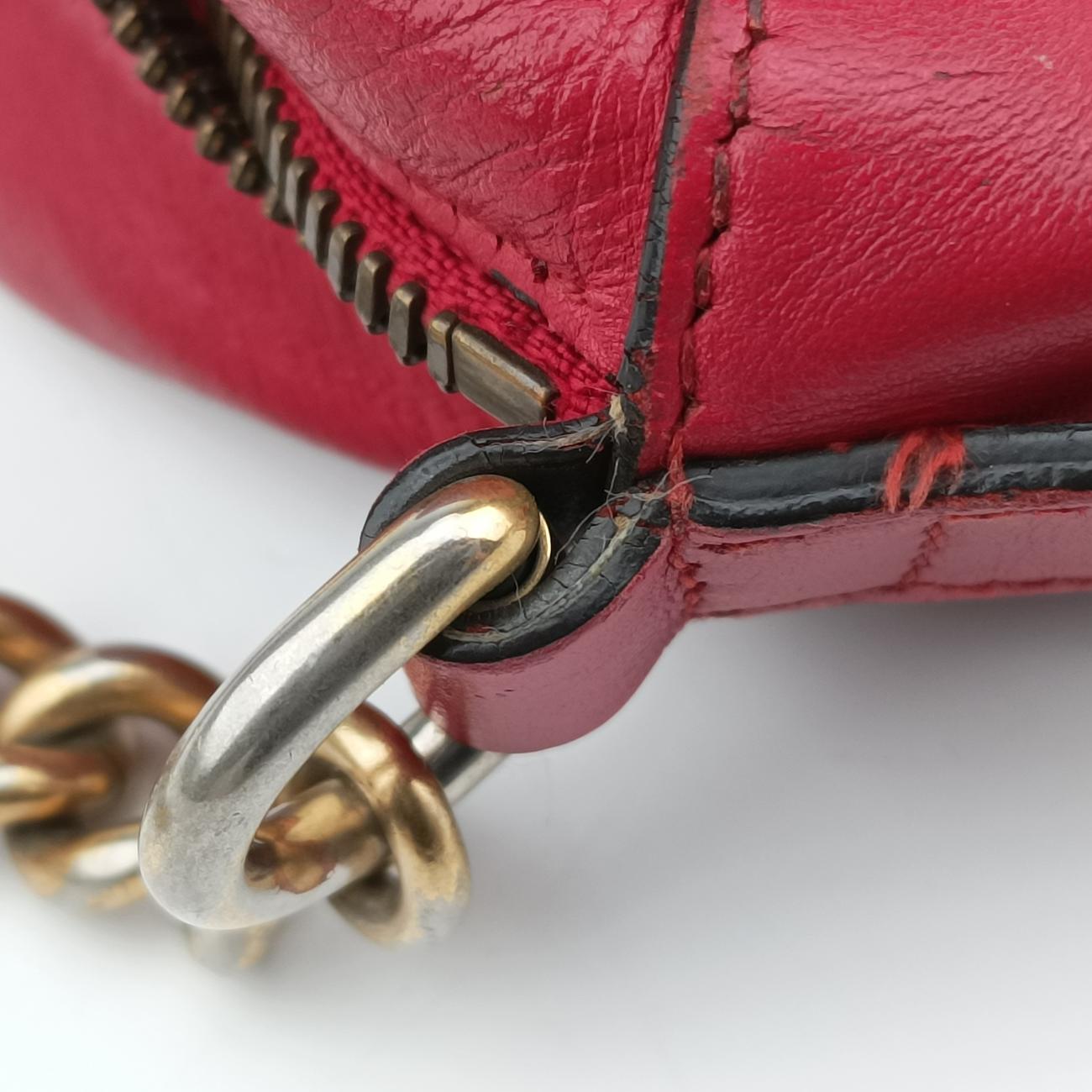 Pre-owned Gucci GG Marmont Red Leather 447632 shoulderbag | stylenewstar