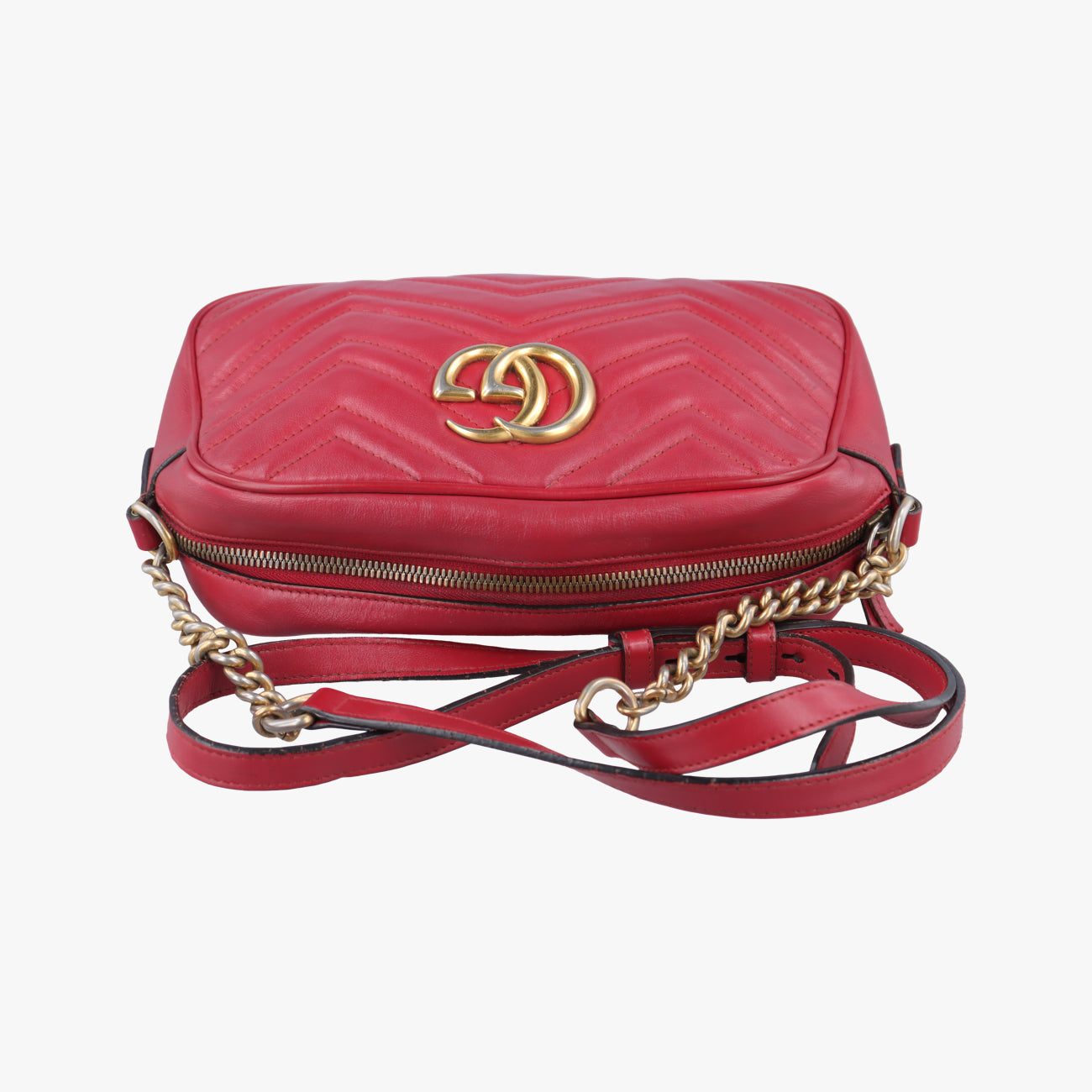 Pre-owned Gucci GG Marmont Red Leather 447632 shoulderbag | stylenewstar