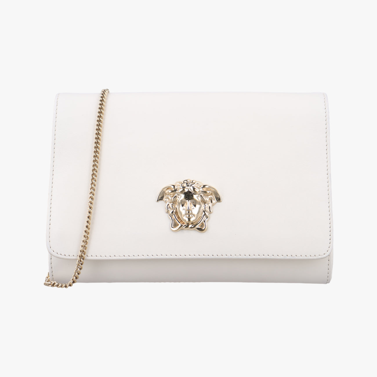 Pre-owned VERSACE La Medusa White Leather  shoulderbag | stylenewstar