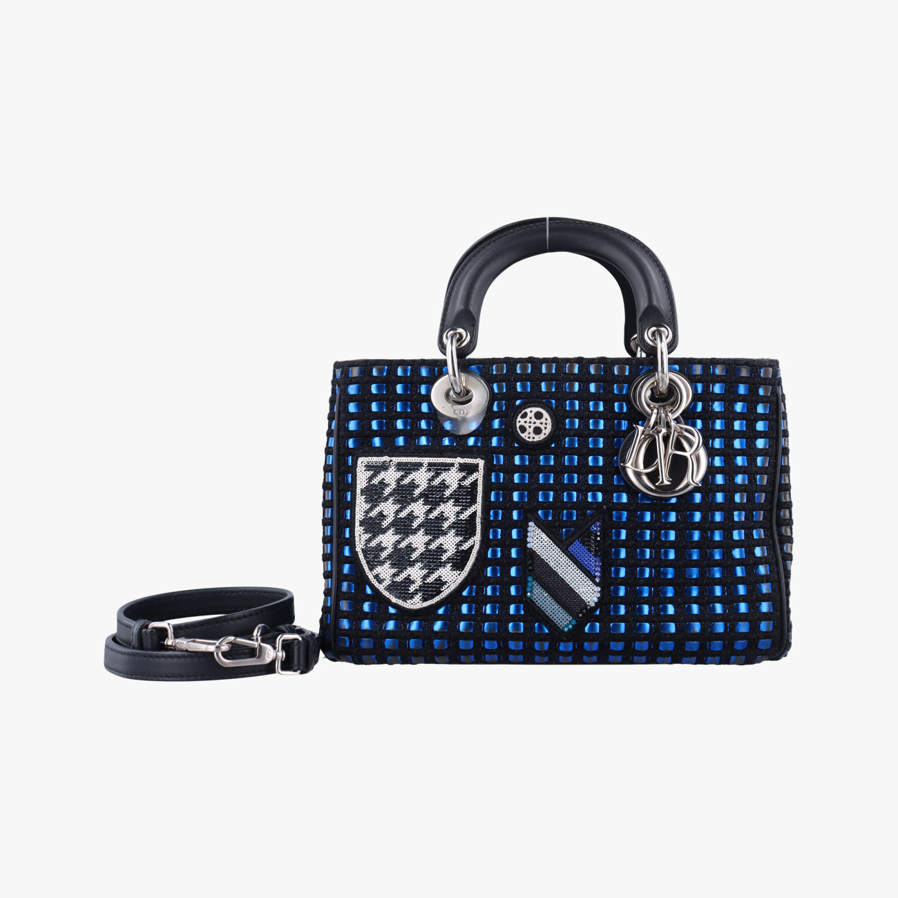 Pre-owned Christian Dior Lady Dior Blue×Multicolour Tweed  shoulderbag | stylenewstar