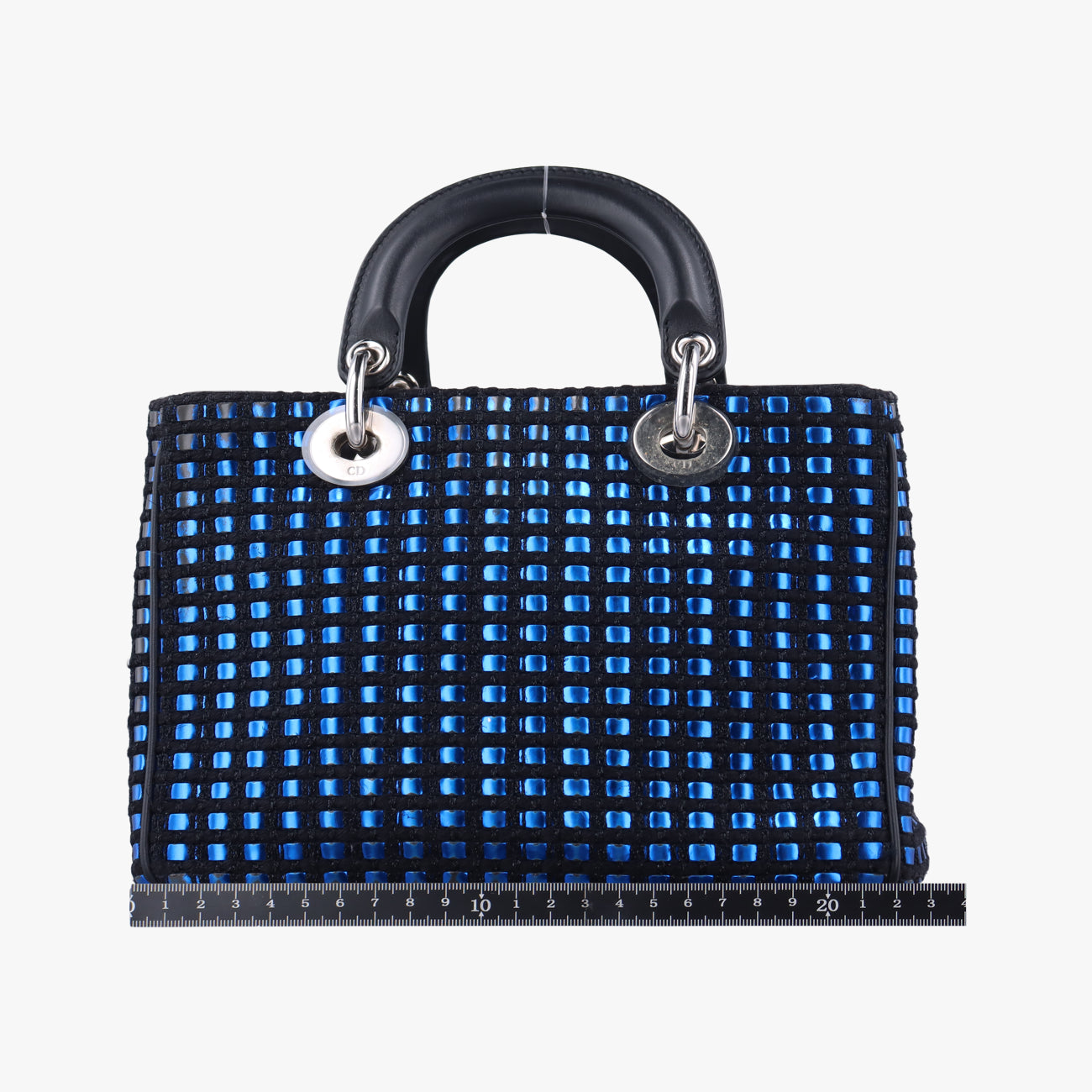 Pre-owned Christian Dior Lady Dior Blue×Multicolour Tweed  shoulderbag | stylenewstar