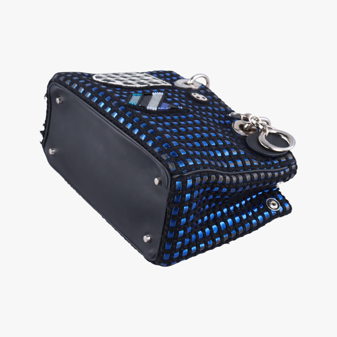 Pre-owned Christian Dior Lady Dior Blue×Multicolour Tweed  shoulderbag | stylenewstar