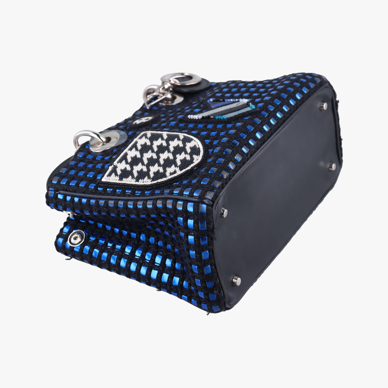 Pre-owned Christian Dior Lady Dior Blue×Multicolour Tweed  shoulderbag | stylenewstar