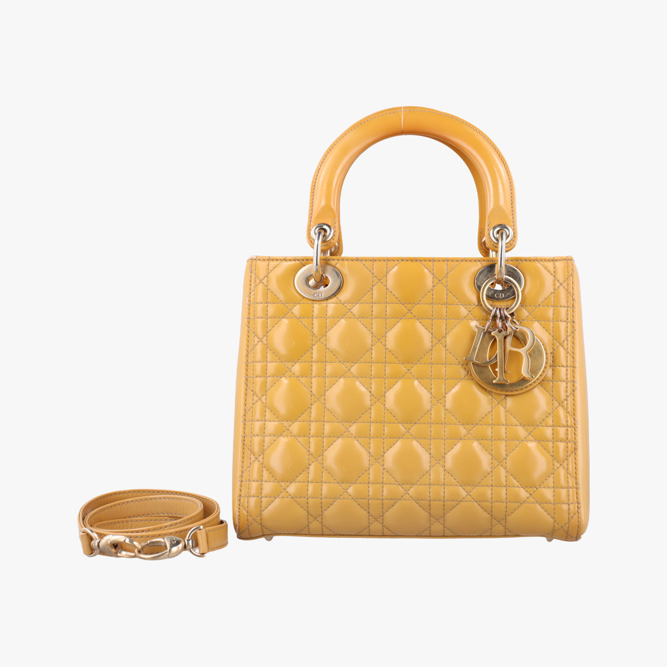 Secondhand Christian Dior Lady Dior Yellow Patent  shoulderbag | stylenewstar