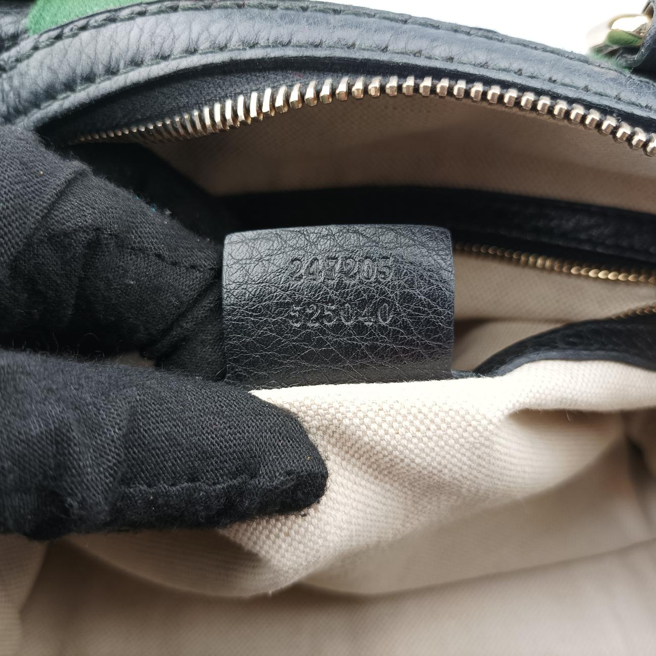 Pre-owned Gucci Sherry Line Black x green x red Leather 247205 shoulderbag | stylenewstar