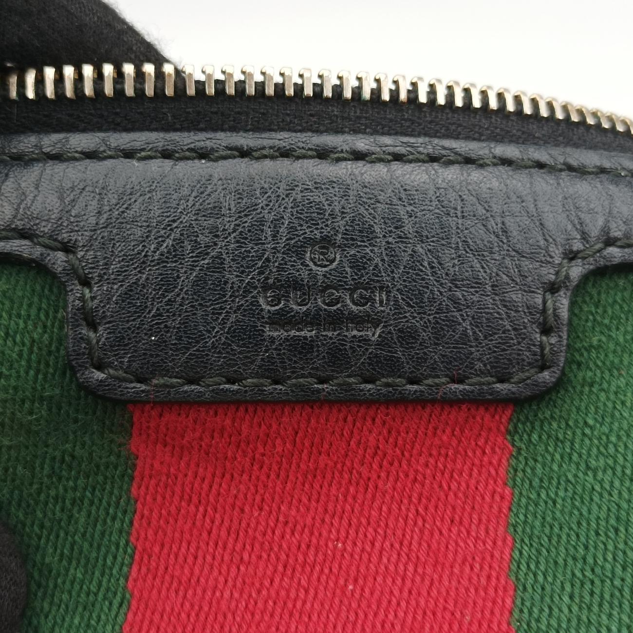 Pre-owned Gucci Sherry Line Black x green x red Leather 247205 shoulderbag | stylenewstar